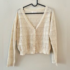 Mango woman cardigan crochet linen xs